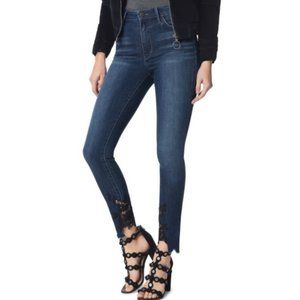 Sam Edelman The Stiletto High Waist Skinny Ankle Jeans Black Lace Hem Sz 30 EUC